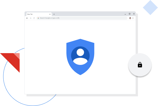Chrome browser window displaying Google privacy icon.