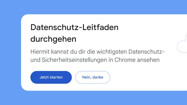 In einem isolierten Modul werden Nutzerinnen und Nutzer gefragt, ob sie sich den Datenschutz-Leitfaden ansehen möchten.