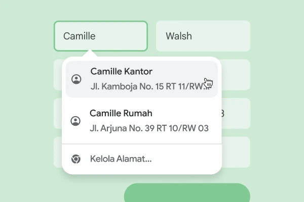 Pengguna dapat langsung memasukkan nama dan alamatnya ke formulir menggunakan isi otomatis.