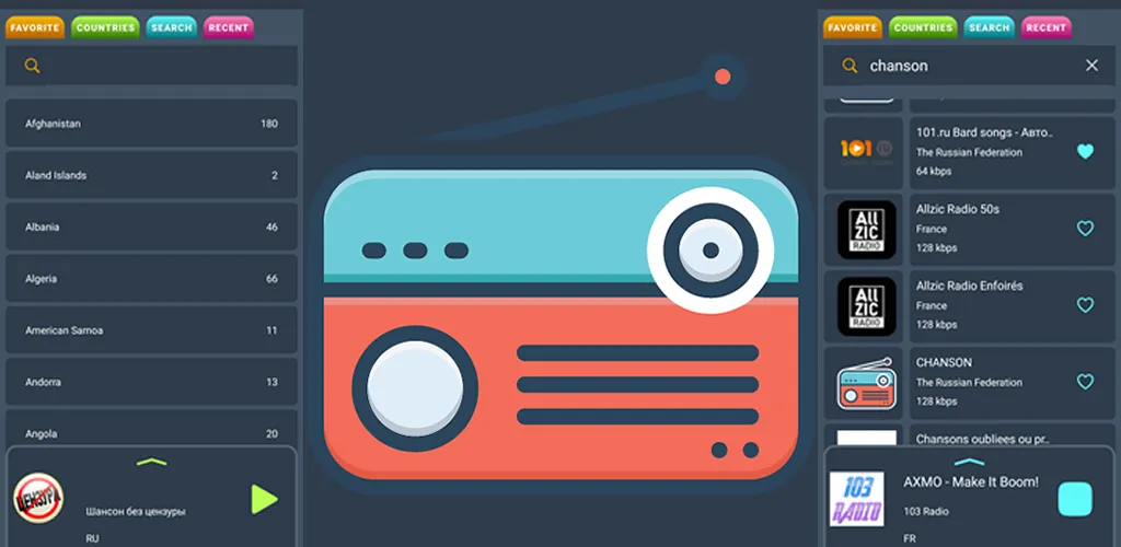 Radio Explorer SNS, another one of Senyuk's apps, offers straightforward listening with a clean interface.