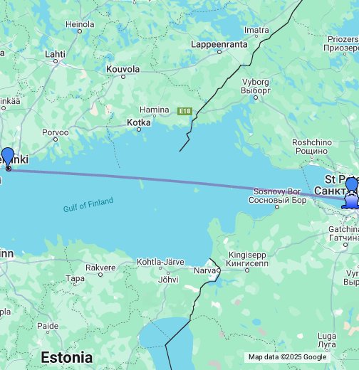 Санкт петербург хельсинки карта