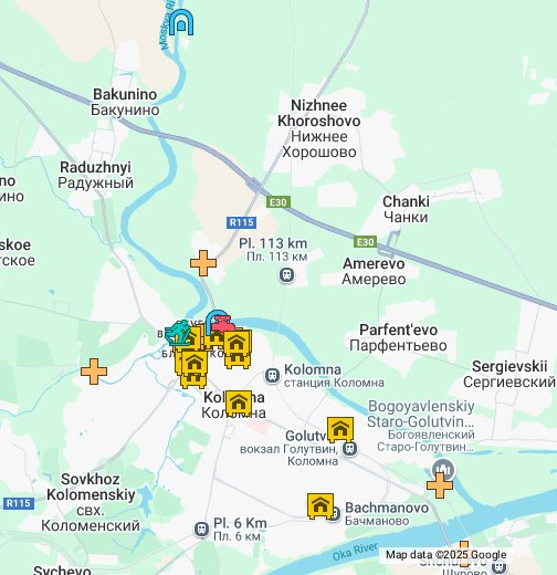 Карта г коломна с достопримечательностями