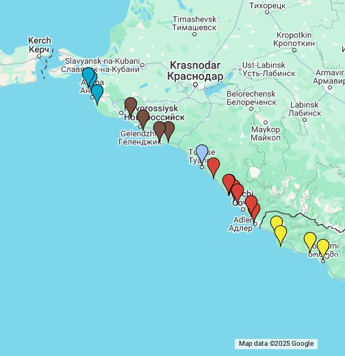 Карта курортов сочи