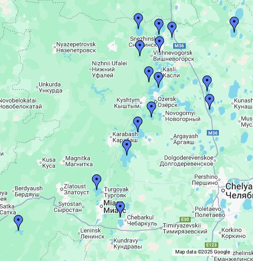 Карта озер челябинской области