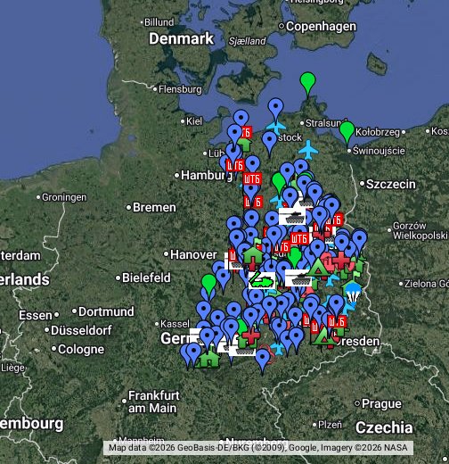 Гарнизоны и части ГСВГ (Google Мои карты)