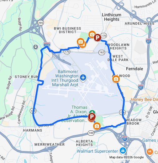 BWI Bike Trail/B&amp;A Airport Loop (Google Мои карты)